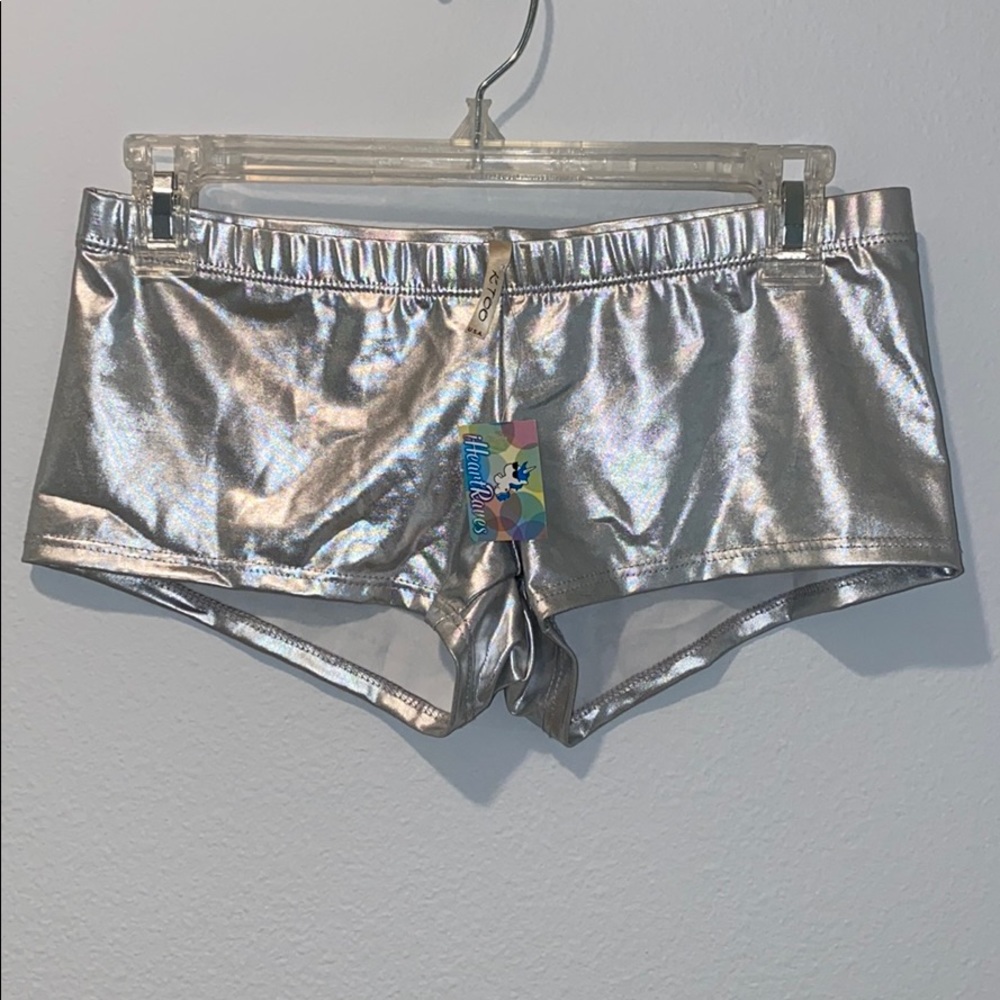 Metallic Silver Booty Shorts iHeartRaves Shimmer